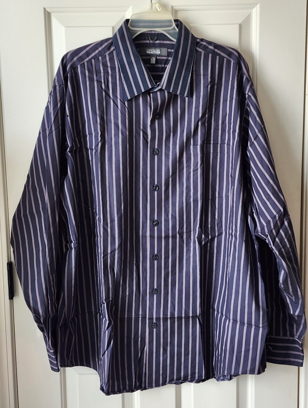Mens Kenneth Cole Reaction Striped Dress Shirt Size XXL,18-18.5, 36-37